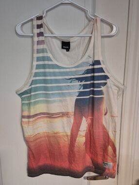 Bench Women's Sunset Gradient Stripe Tank Top - White, Blue, Teal, Coral